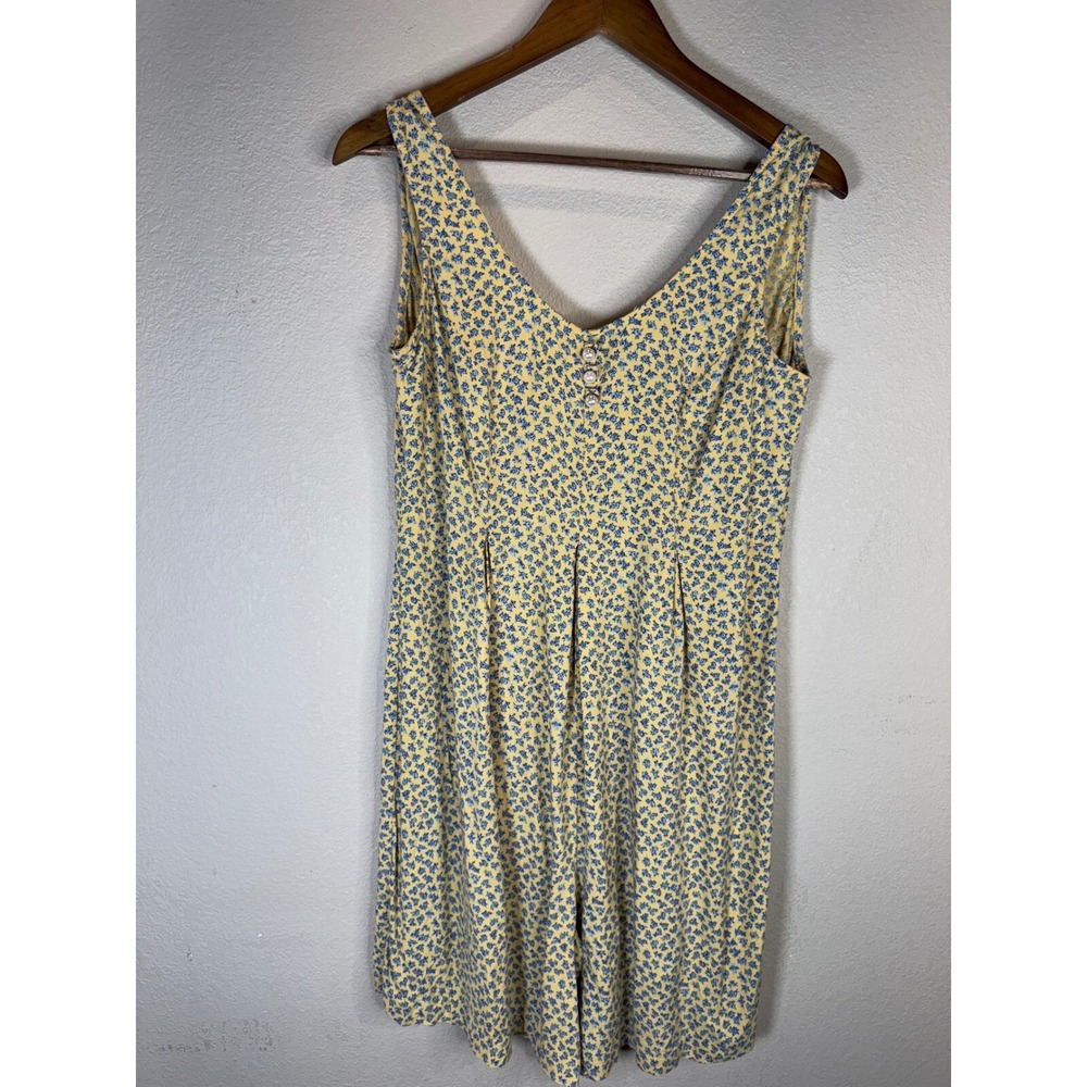 Floral Romper Vintage Sleeveless Cottagecore 90s Yellow Blue Medium‎